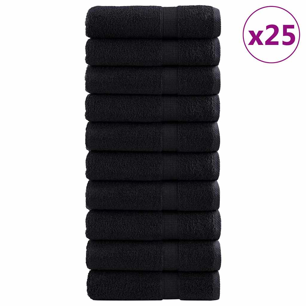 600 gsm Guest Towels SOLUND 25 pcs Black 100 x 150 cm Cotton