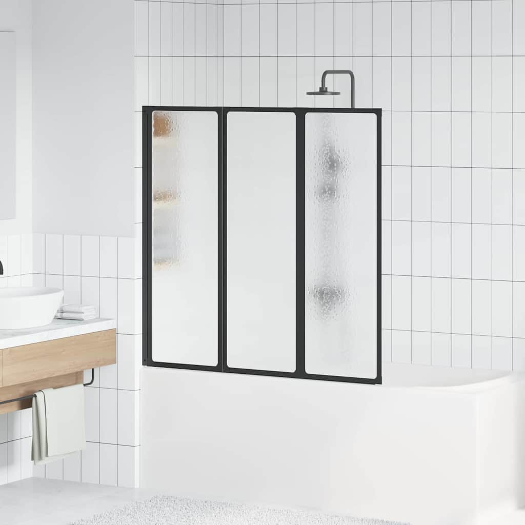 Shower Screen Folding Manual Black 120 x 2 x 117 cm Aluminium