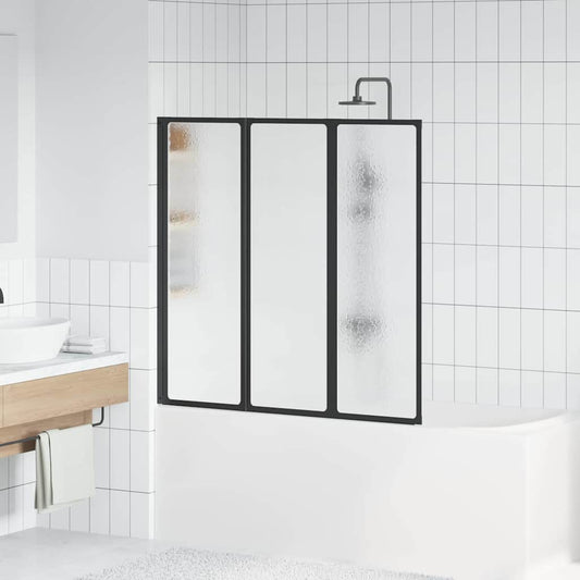 Shower Screen Folding Manual Black 120 x 2 x 117 cm Aluminium