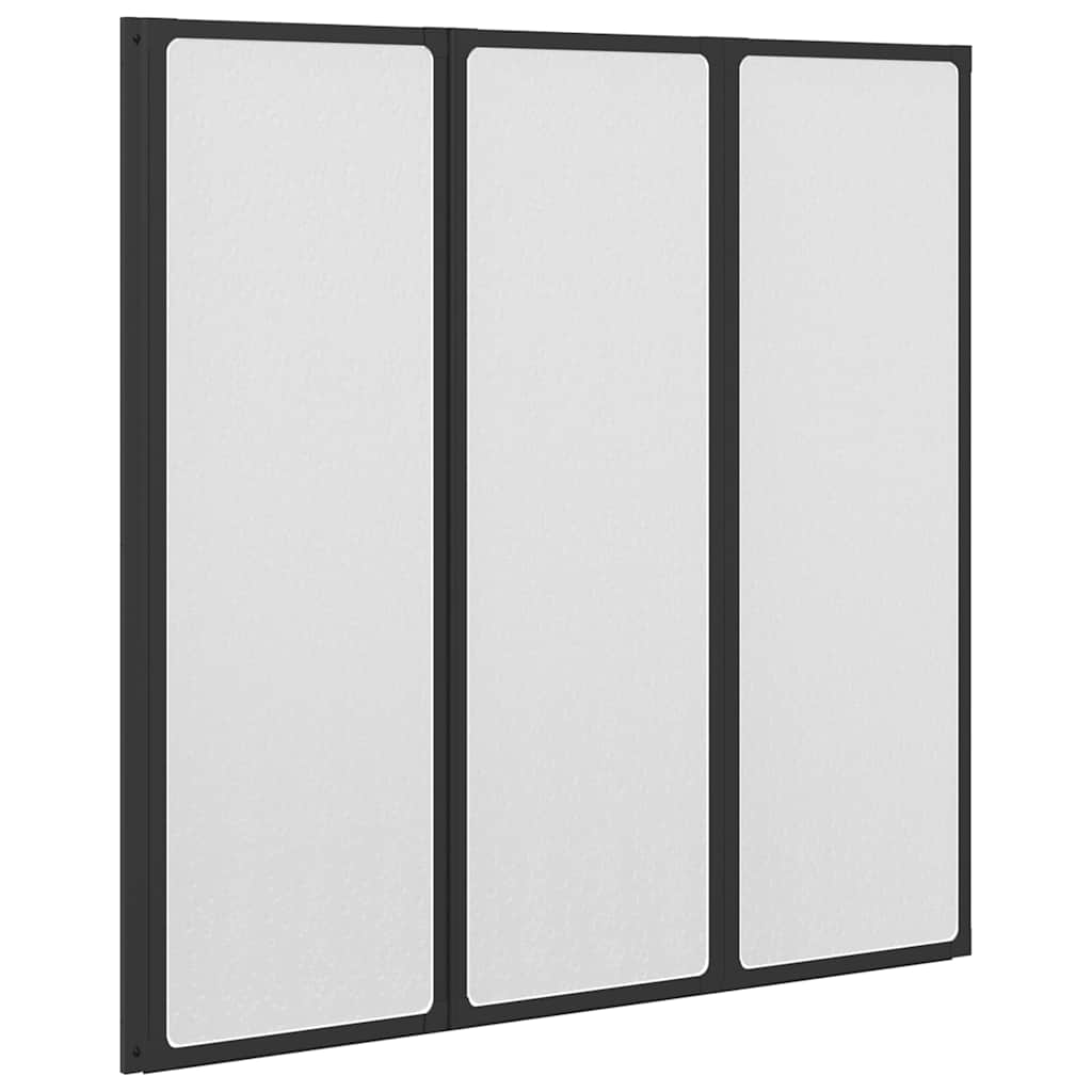 Shower Screen Folding Manual Black 120 x 2 x 117 cm Aluminium