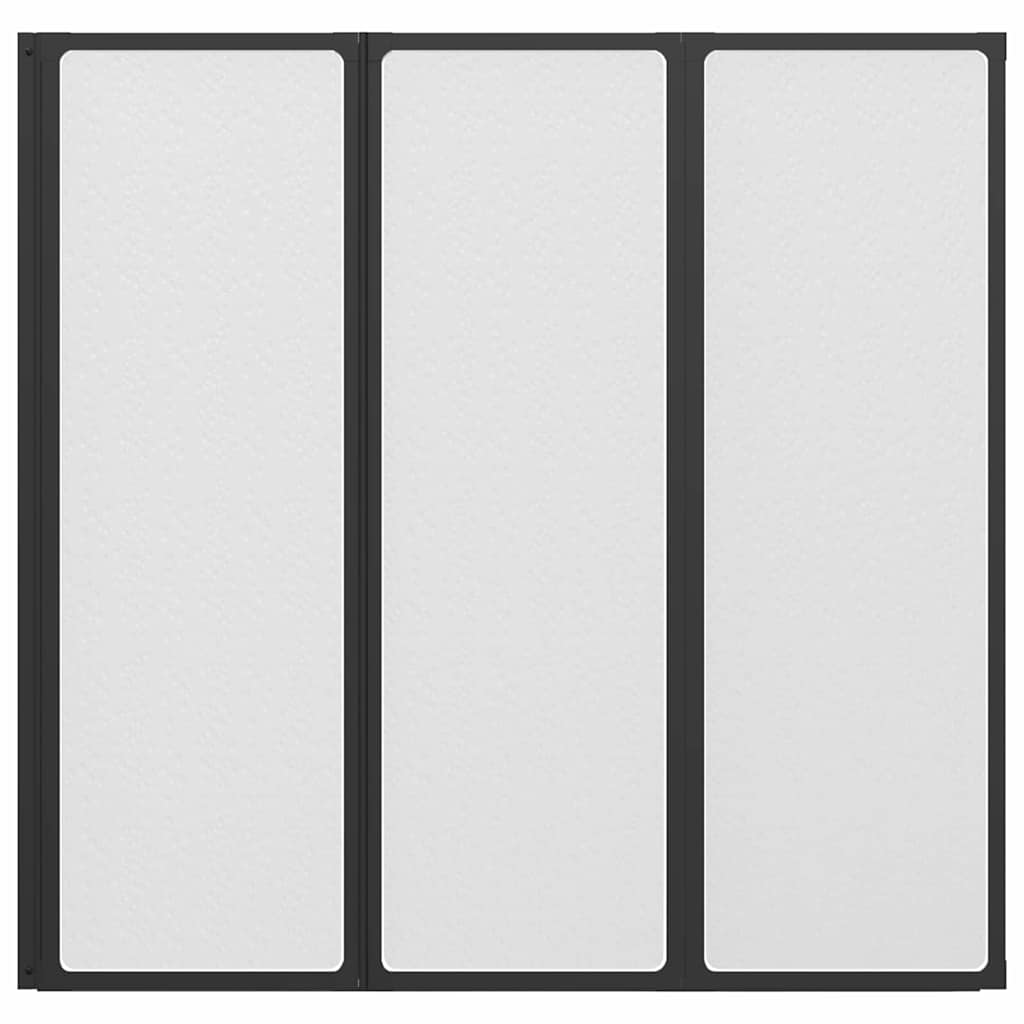 Shower Screen Folding Manual Black 120 x 2 x 117 cm Aluminium