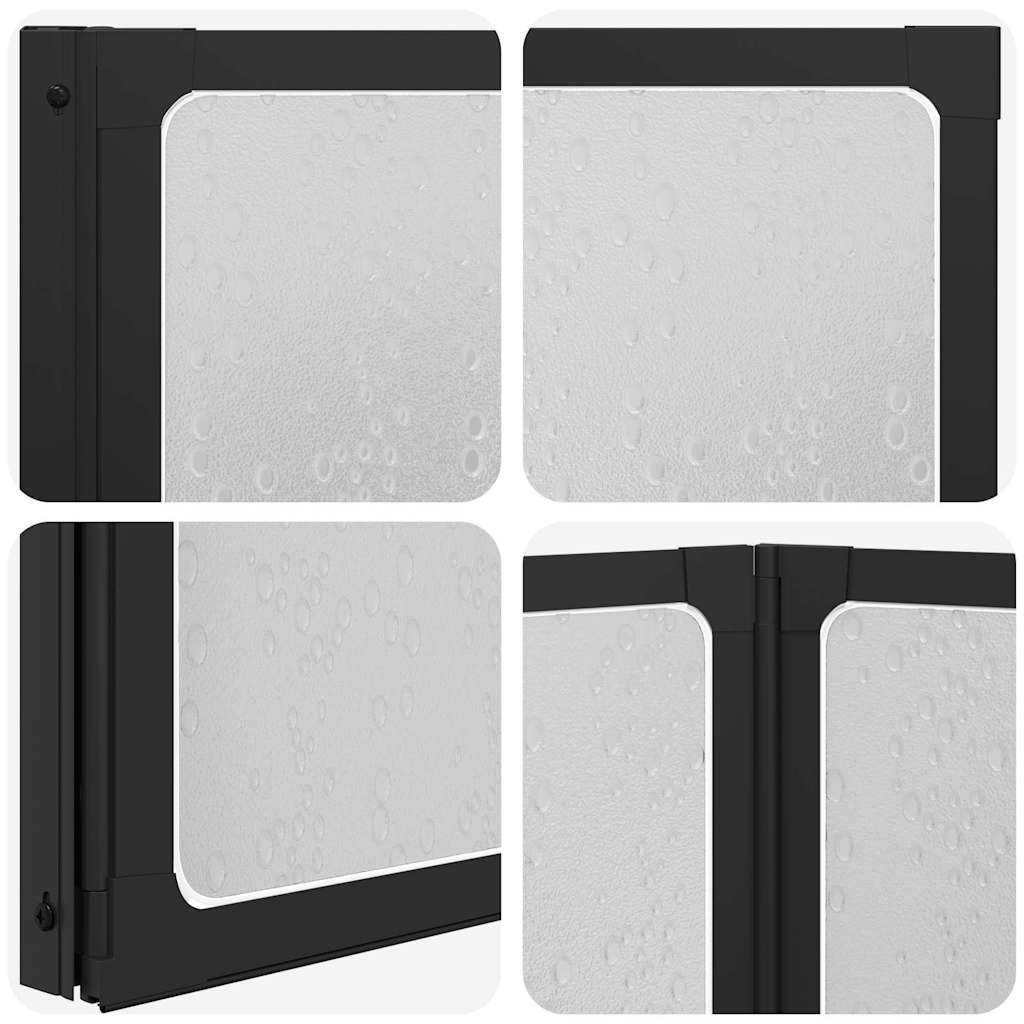 Shower Screen Folding Manual Black 132 x 2 x 140 cm Aluminium