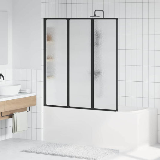 Shower Screen Folding Manual Black 132 x 2 x 140 cm Aluminium