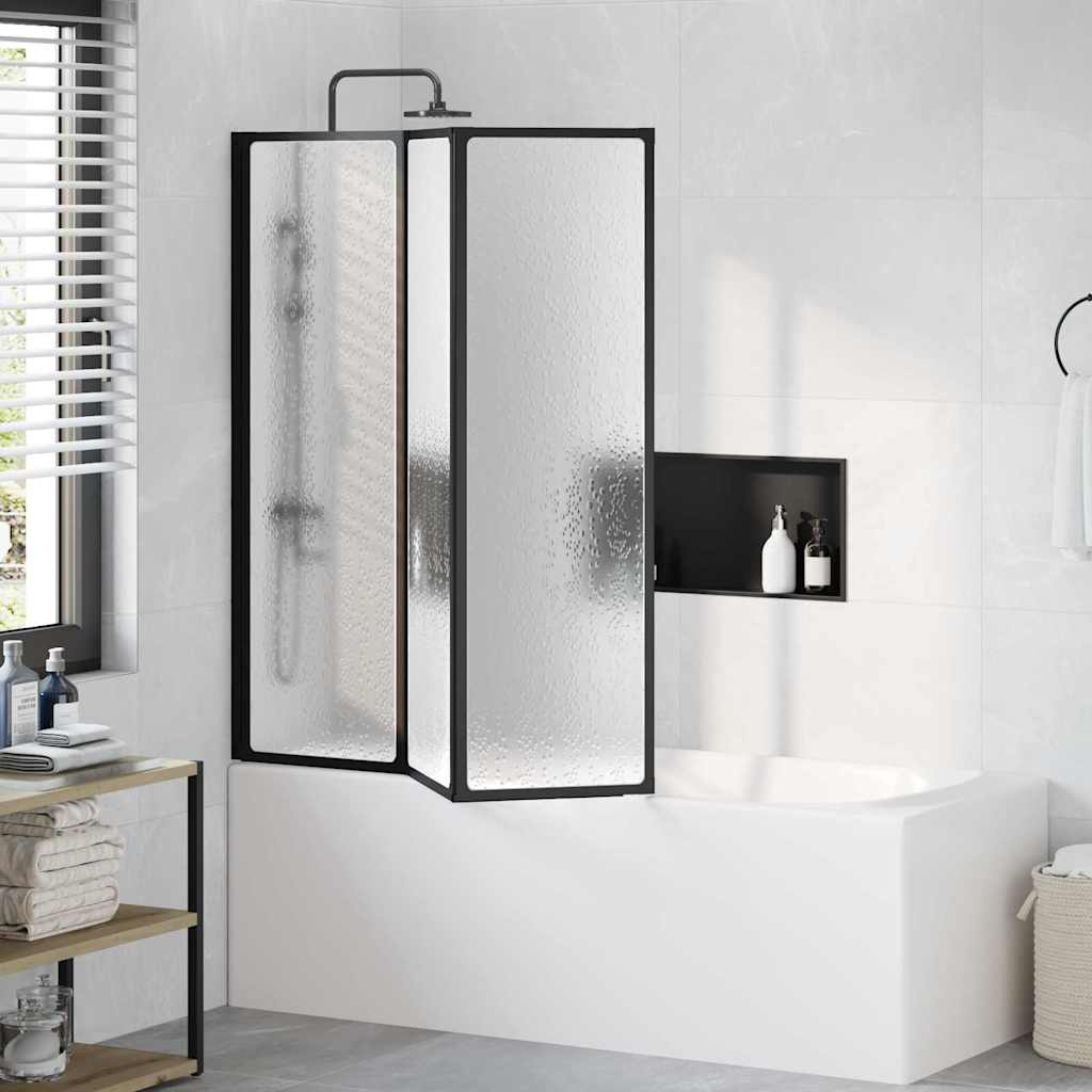 Shower Screen Folding Manual Black 132 x 2 x 140 cm Aluminium