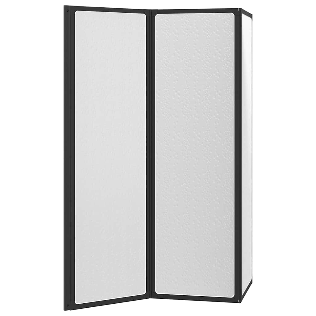 Shower Screen Folding Manual Black 132 x 2 x 140 cm Aluminium