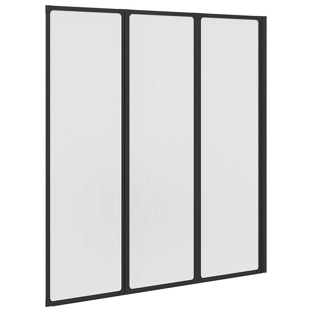 Shower Screen Folding Manual Black 132 x 2 x 140 cm Aluminium