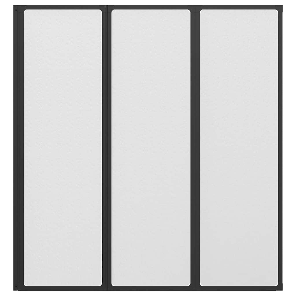 Shower Screen Folding Manual Black 132 x 2 x 140 cm Aluminium