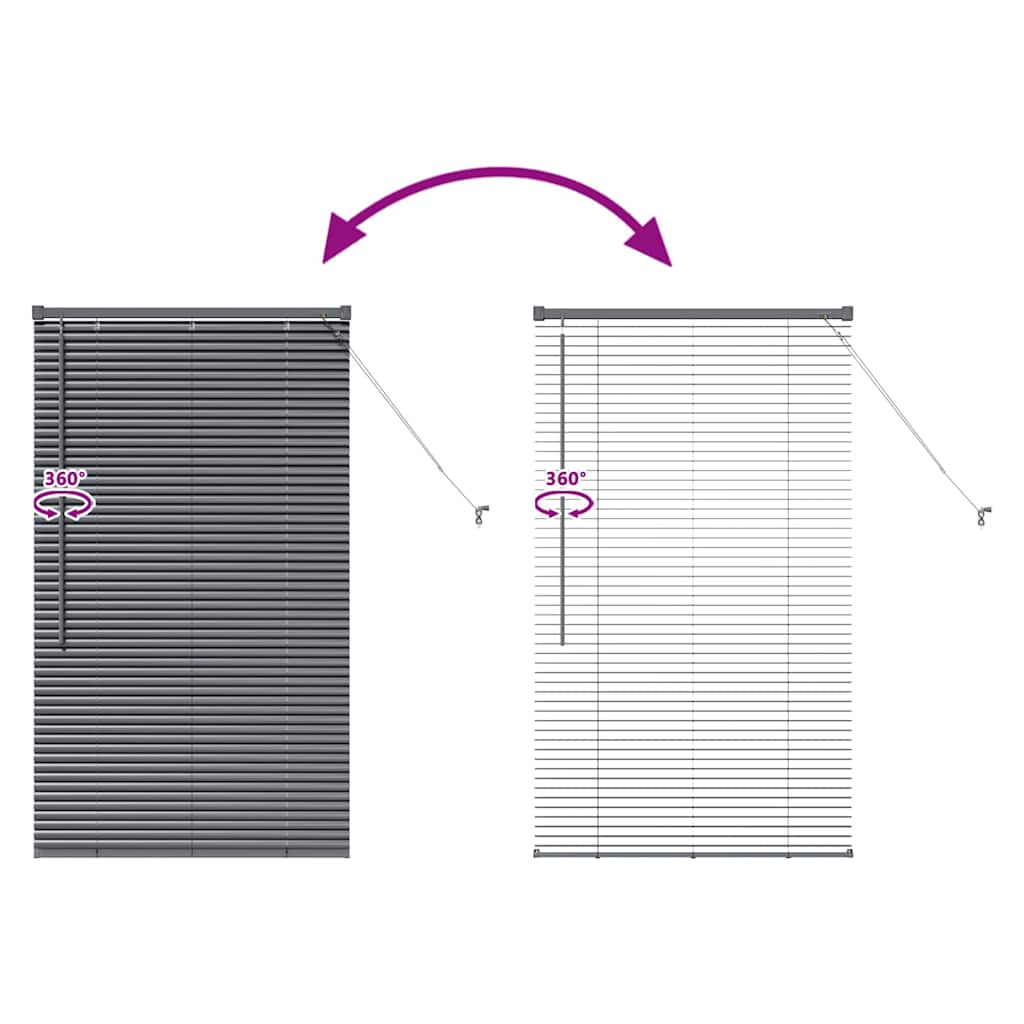 Window Blind with Curtains Manual Dark grey Aluminium