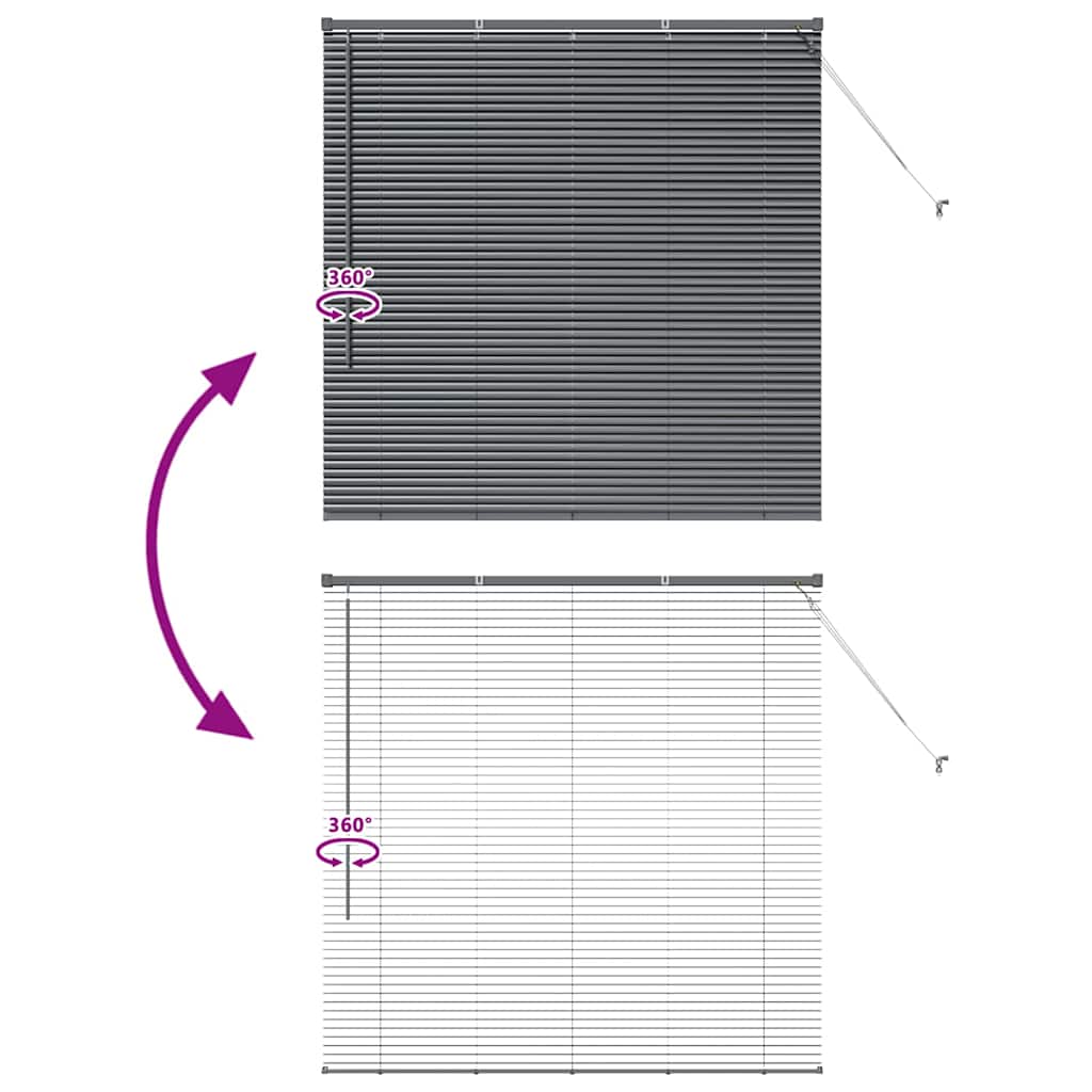 Window Blind with Curtains Manual Dark grey Aluminium