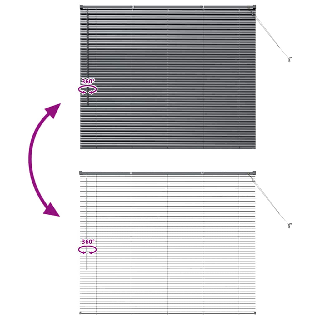 Window Blind with Curtains Manual Dark grey Aluminium