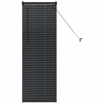 Window Blind with Curtains Manual Black Aluminium