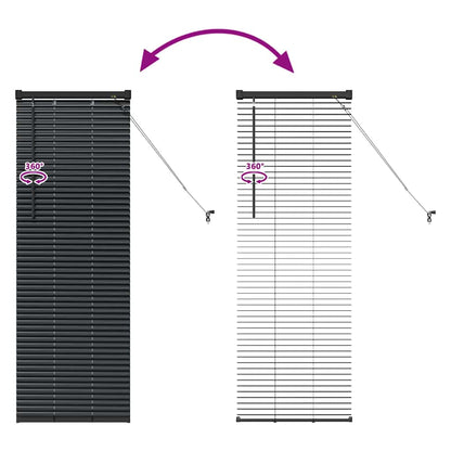Window Blind with Curtains Manual Black Aluminium