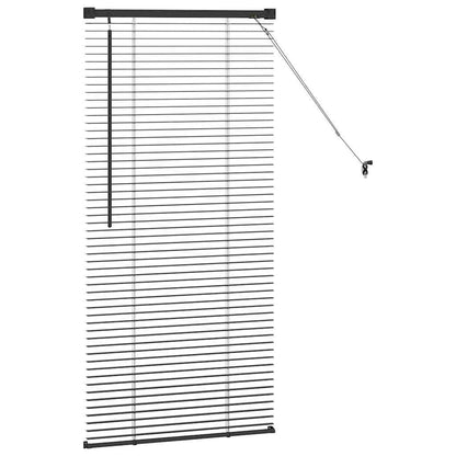 Window Blind with Curtains Manual Black Aluminium