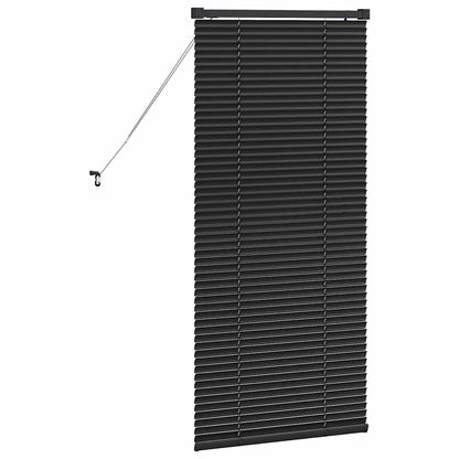 Window Blind with Curtains Manual Black Aluminium