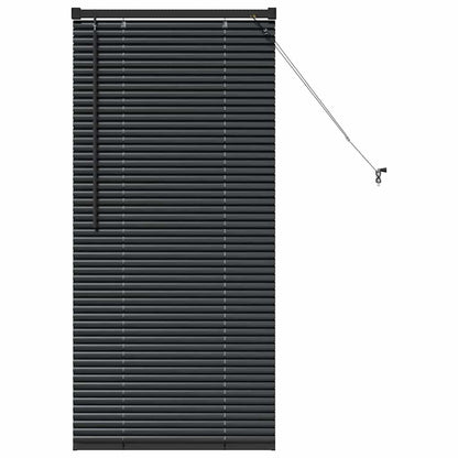 Window Blind with Curtains Manual Black Aluminium