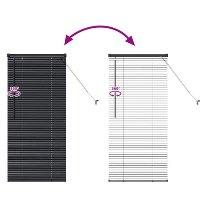 Window Blind with Curtains Manual Black Aluminium