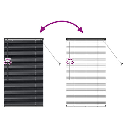 Window Blind with Curtains Manual Black Aluminium