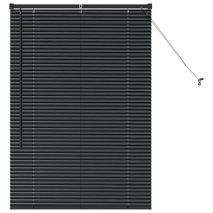 Window Blind with Curtains Manual Black Aluminium