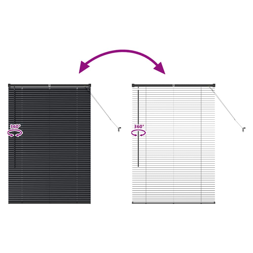 Window Blind with Curtains Manual Black Aluminium