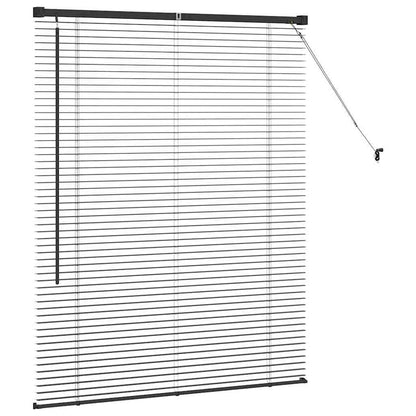 Window Blind with Curtains Manual Black Aluminium