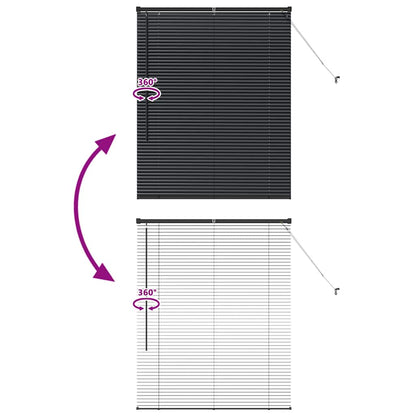 Window Blind with Curtains Manual Black Aluminium