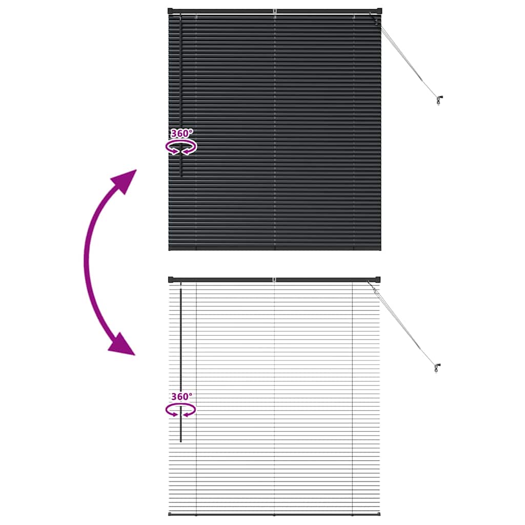 Window Blind with Curtains Manual Black Aluminium