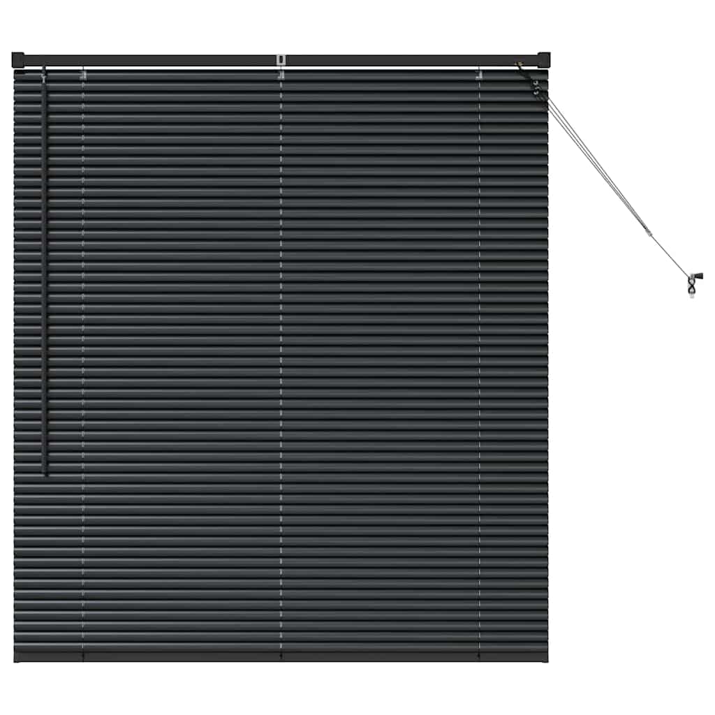 Window Blind with Curtains Manual Black Aluminium