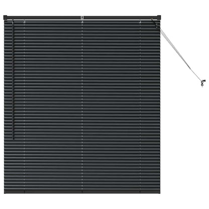 Window Blind with Curtains Manual Black Aluminium