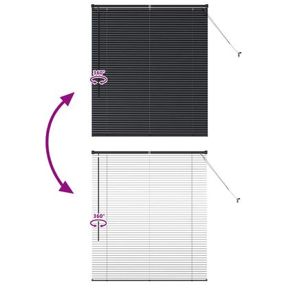 Window Blind with Curtains Manual Black Aluminium