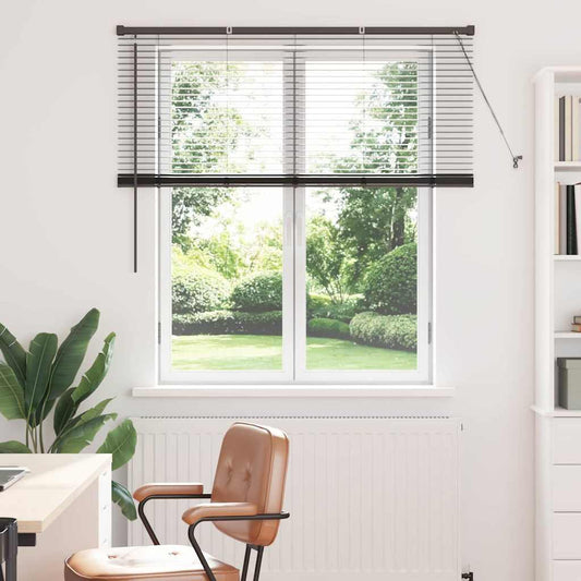 Window Blind with Curtains Manual Black Aluminium