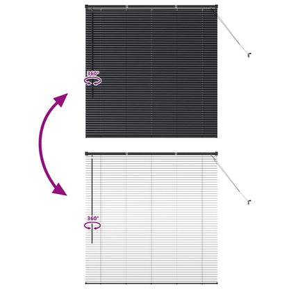 Window Blind with Curtains Manual Black Aluminium