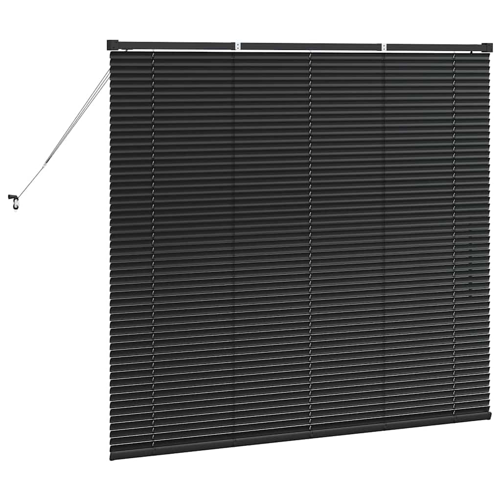 Window Blind with Curtains Manual Black Aluminium