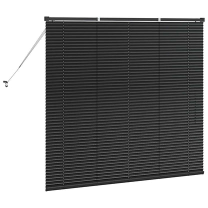 Window Blind with Curtains Manual Black Aluminium