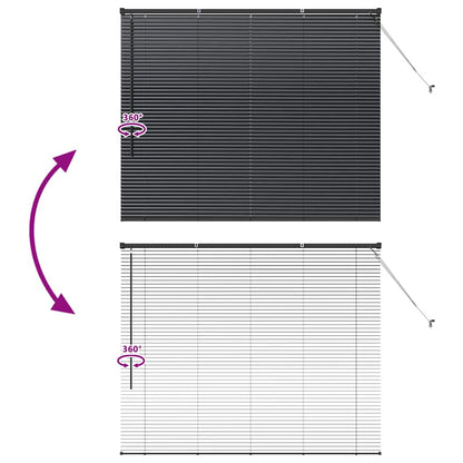 Window Blind with Curtains Manual Black Aluminium