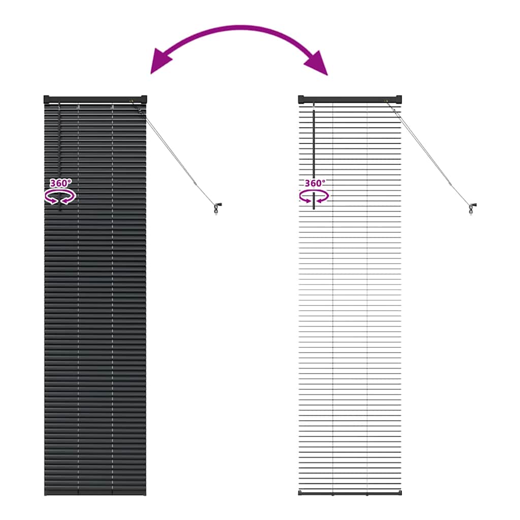 Window Blind with Curtains Manual Black Aluminium