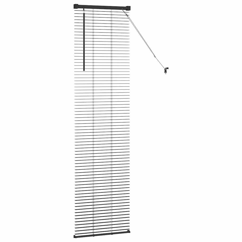 Window Blind with Curtains Manual Black Aluminium