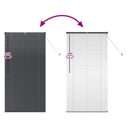 Window Blind with Curtains Manual Black Aluminium