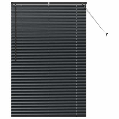 Window Blind with Curtains Manual Black Aluminium