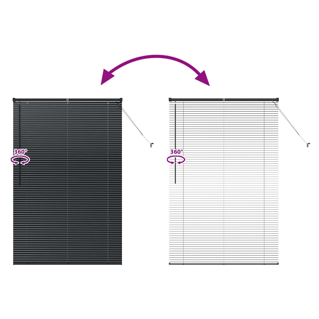 Window Blind with Curtains Manual Black Aluminium