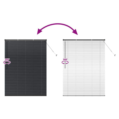 Window Blind with Curtains Manual Black Aluminium