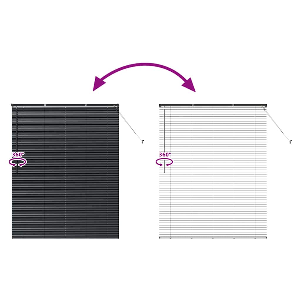 Window Blind with Curtains Manual Black Aluminium