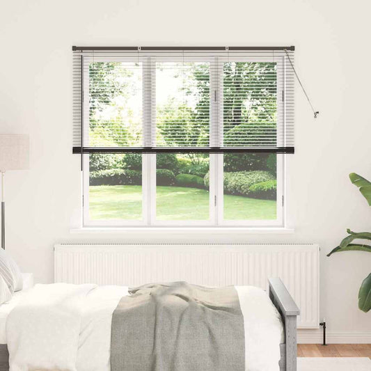 Window Blind with Curtains Manual Black Aluminium