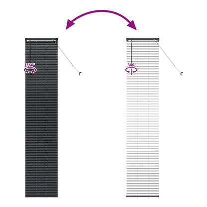 Window Blind with Curtains Manual Black Aluminium
