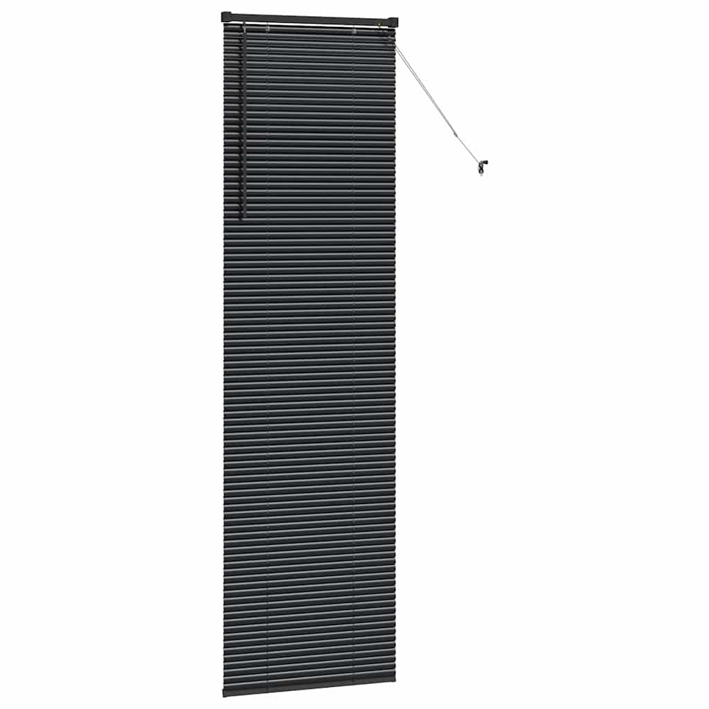 Window Blind with Curtains Manual Black Aluminium