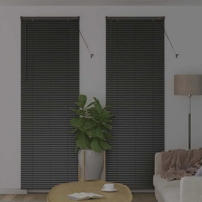 Window Blind with Curtains Manual Black Aluminium