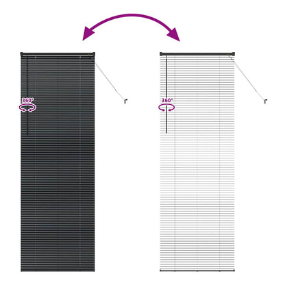 Window Blind with Curtains Manual Black Aluminium