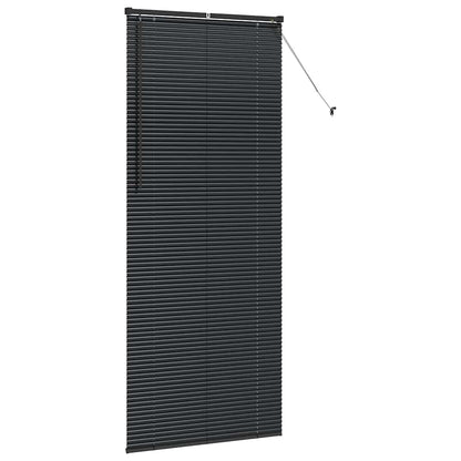 Window Blind with Curtains Manual Black Aluminium