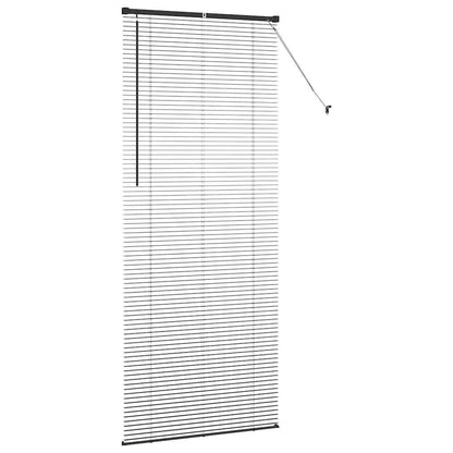 Window Blind with Curtains Manual Black Aluminium