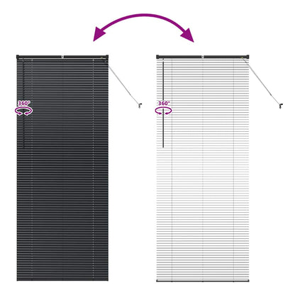 Window Blind with Curtains Manual Black Aluminium