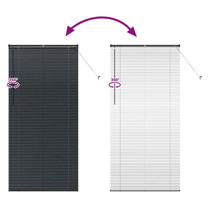 Window Blind with Curtains Manual Black Aluminium